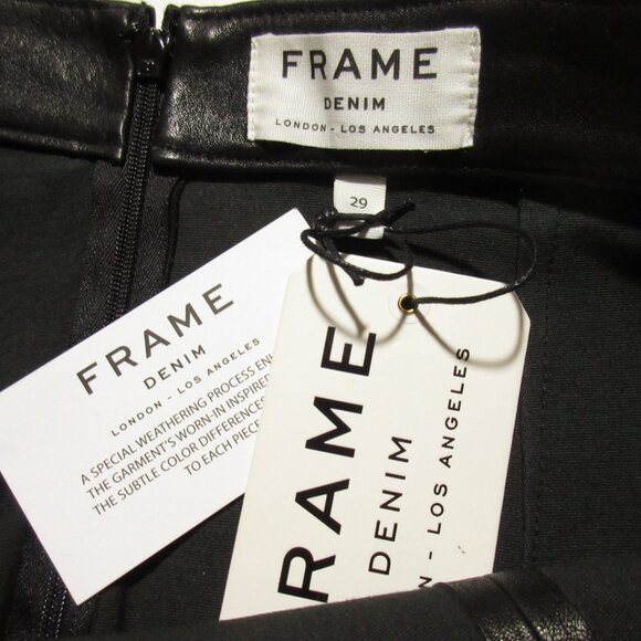 NWT FRAME Denim Le High Leather Pencil Skirt in Washed Noir Black Slit Front 29 - Picture 6 of 8